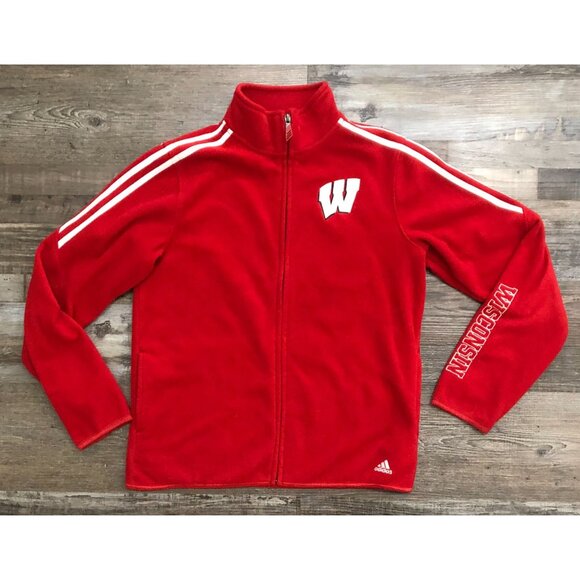 Adidas Womens Medium Wisconsin Badgers Red 1/4 Zip Fleece Pullover - Picture 1 of 6